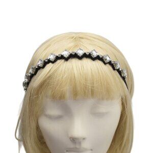 Sparkle & Shine Headband Headwrap Crystal Accents Black Silver